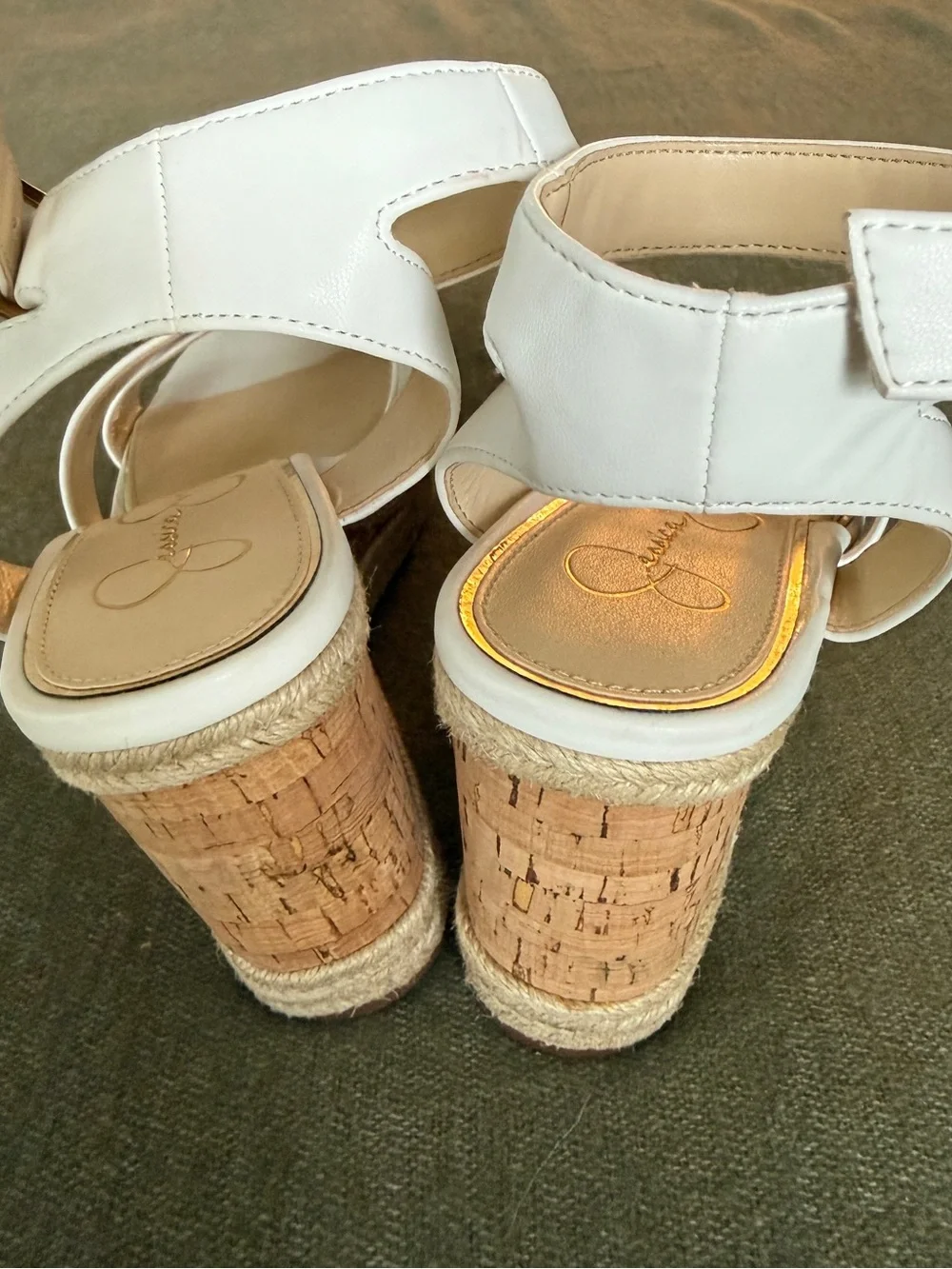 Jessica Simpson White Strappy Espadrille Wedge Sandals